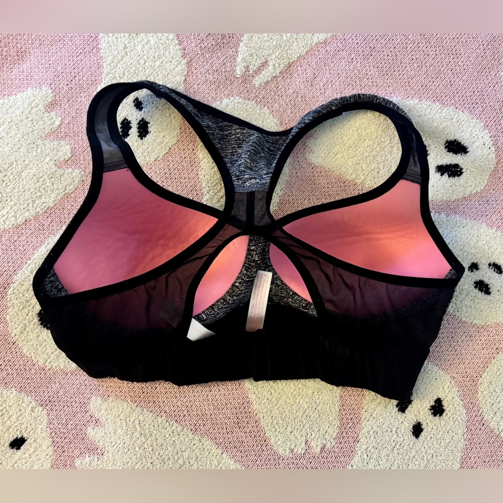 PINK Victoria's Secret Black and Gray Racerback Sports Bra - Picture 2 of 3